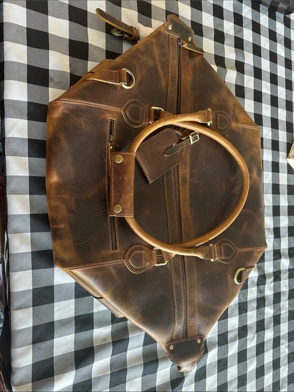 Men's Brown Leather Duffel Bag - Classic Travel Tote